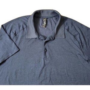 Men's LARGE Lululemon Navy Blue Metal Vent Tech Fitness Polo Shirt Short Sleeve